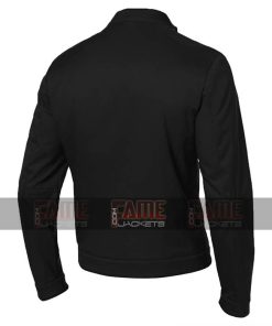 Alternative view of Casual Mens Round Collar Black Cafe Racer Cotton Jacket