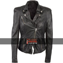 Cheryl Cole Muubaa Motorcycle Real Black Leather Biker Jacket