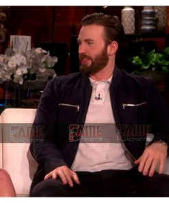 Chris Evans Mens Black Cotton Bomber Jacket