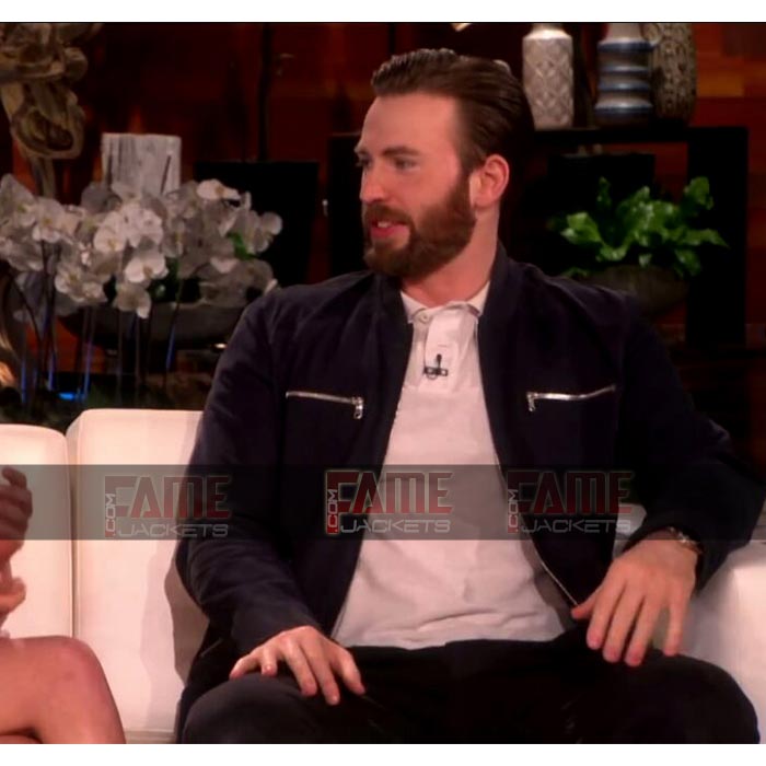 Chris Evans Mens Black Cotton Bomber Jacket
