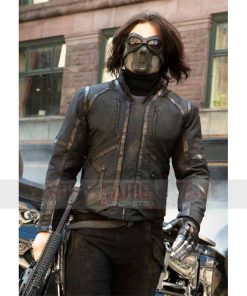 Bucky Barnes Men Black Leather Jacket