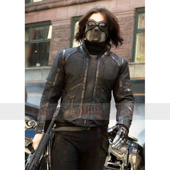 Bucky Barnes Men Black Leather Jacket