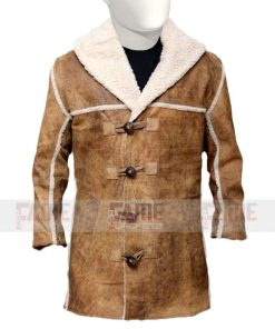 Alternative view of Cullen Bohannon Hell On Wheels Brown Shearling Leather Coat
