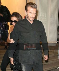 David Beckham Men's Field Jacket in Black Cotton