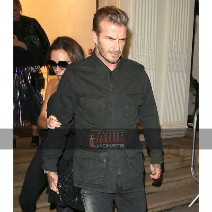 David Beckham Men's Field Jacket in Black Cotton