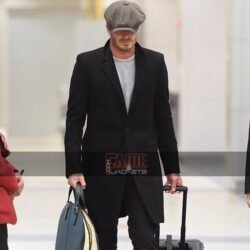 David Beckham Black Wool Winter Coat For Men