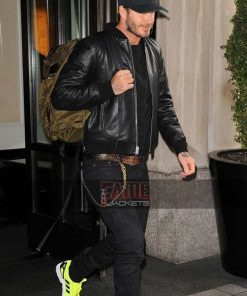 Alternative view of David Beckham Bomber Leather Jacket