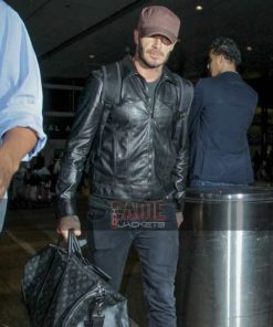 Alternative view of David Beckham Men Slim Fit Black Leather Jacket