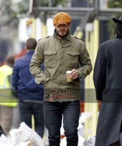 David Beckham Men's Green Cotton Bomber Coat