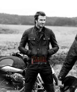 Black Quilted Genuine Leather Jacket For Men