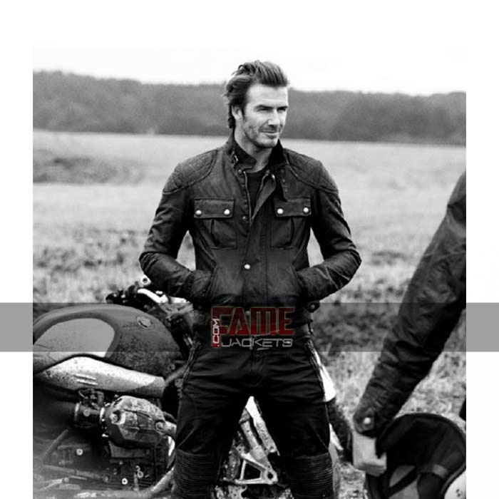 Black Quilted Genuine Leather Jacket For Men