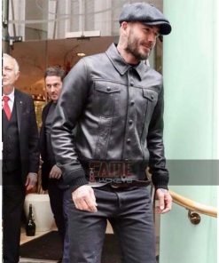 David Beckham Vintage Style Black Leather Jacket