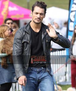 Alternative view of David Gandy Slim Fit Real Black Biker Leather Jacket