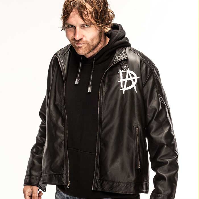 WWE Dean Ambrose Logo Real Black Leather Jacket