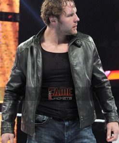 Alternative view of WWE Dean Ambrose Black Genuine Leather Biker Jacket