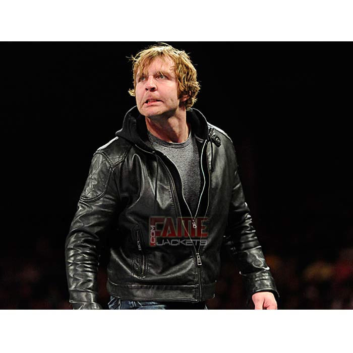 WWE Dean Ambrose Black Genuine Leather Biker Jacket