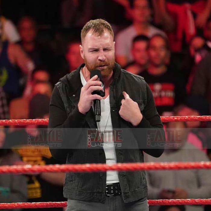 Dean Ambrose WWE Black Denim Hoodie Slim Fit Vest