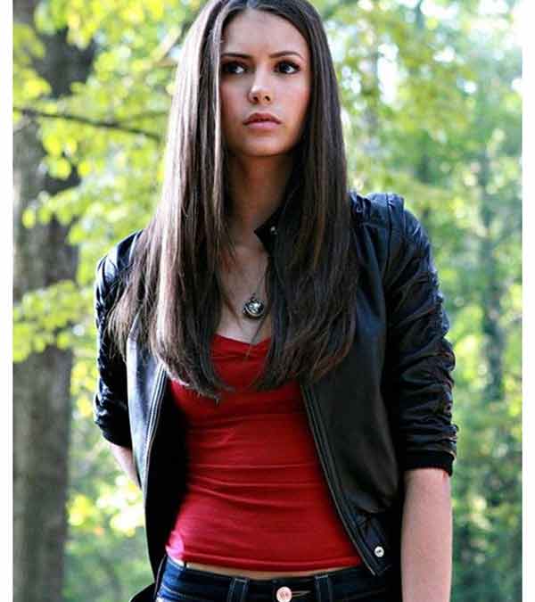Elena Gilbert Black Casual Biker Leather Jacket