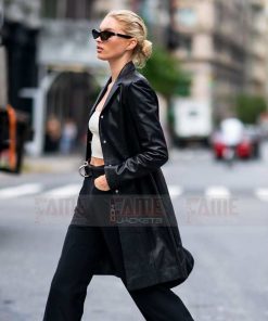 Alternative view of Elsa Hosk Women's Black Leather Winter Coat