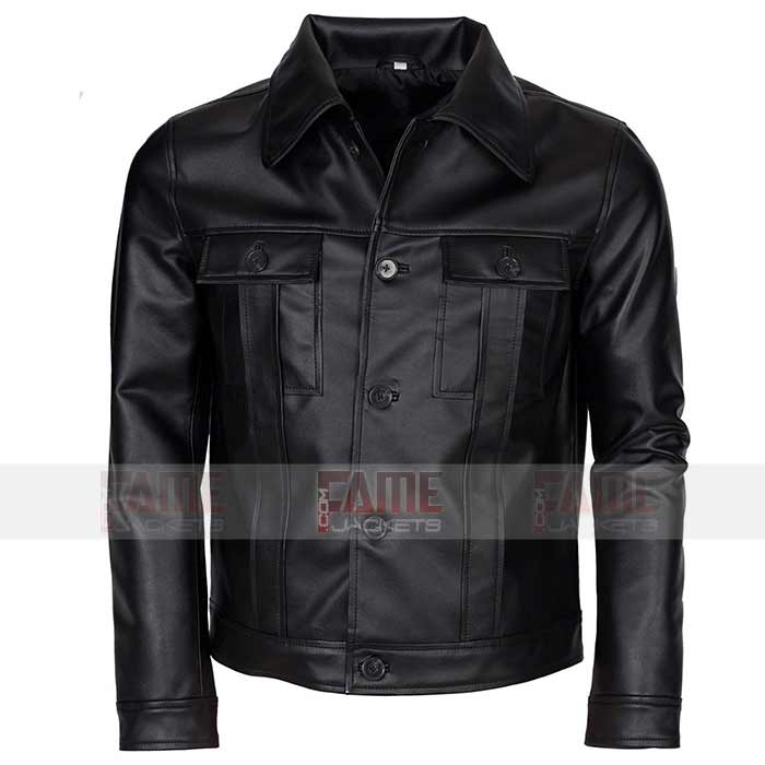 Elvis Presley Black Leather Jacket For Men