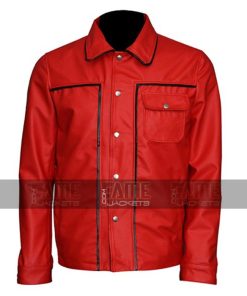 Elvis Presley Red Vintage Leather And Cotton Bomber Jacket