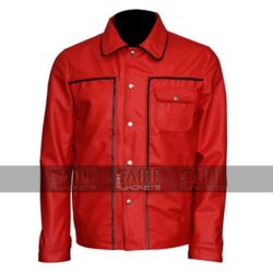 Elvis Presley Red Vintage Leather And Cotton Bomber Jacket