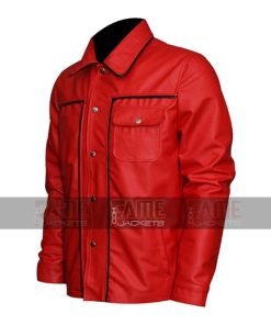 Alternative view of Elvis Presley Red Vintage Leather And Cotton Bomber Jacket