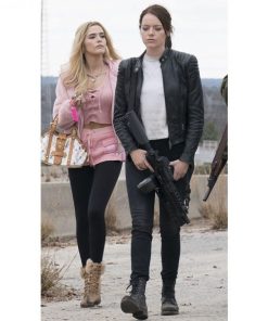 Emma Stone Black Leather Padded Jacket