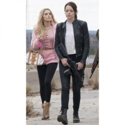 Emma Stone Black Leather Padded Jacket