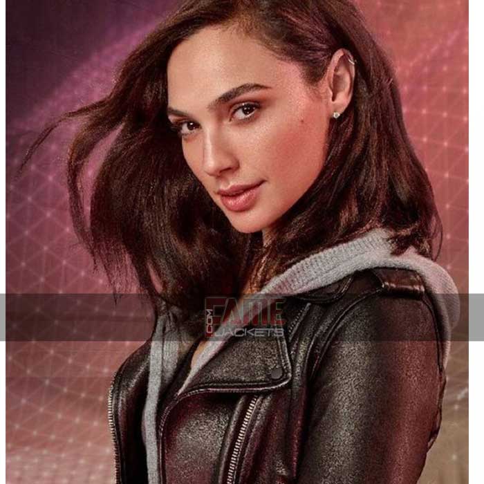 Gal Gadot Black Lambskin Leather Slim Fit Biker Jacket