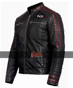 Alternative view of N7 Jacket of Mass Effect in Real Black Sheepskin
