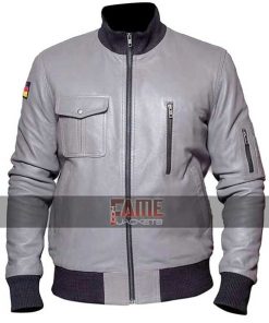 Alternative view of German Flag Grey Luftwaffe Flight Pilots Men, Women Leather Jacket