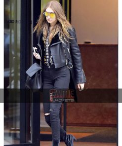 Gigi Hadid Biker Jacket With Fur Collar