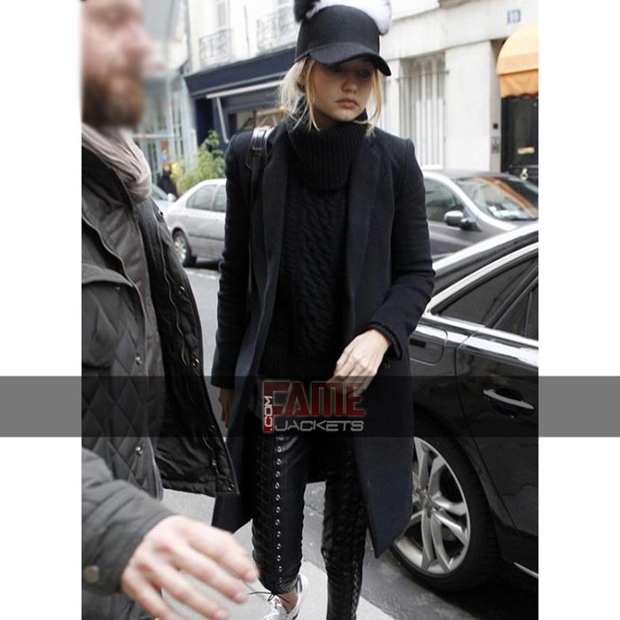 Gigi Hadid Black Wool Outerwear