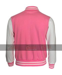 Alternative view of Girls High School Letterman Varsity Pink And White College Jacket
