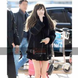 Pop Star Goo Hara B3 Bomber Jacket In Real Black Suede Leather