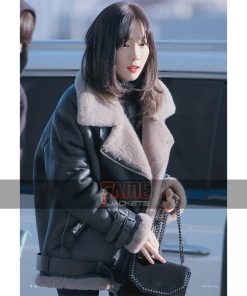 Goo Hara B3 White Fur Lining Black Leather