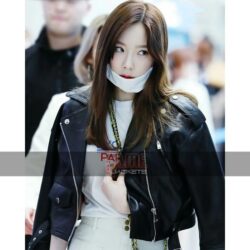 Goo Hara Black Slim Fit Biker Leather Jacket