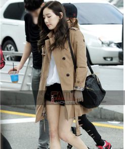 Alternative view of Celebrity Goo Hara Brown Casual Cotton Overcoat