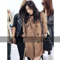 Celebrity Goo Hara Brown Casual Cotton Overcoat