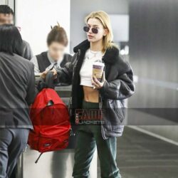 Hailey Baldwin B3 Black Fur Lining Winter Jacket