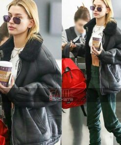 Alternative view of Hailey Baldwin B3 Black Fur Lining Winter Jacket