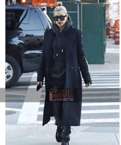 Alternative view of Hailey Baldwin black wool coat women's
