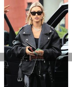 Alternative view of Hailey Baldwin Casual Style Biker Baggy Jacket