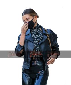 Hailey Bieber Vintage Black Sheepskin leather Women Jacket