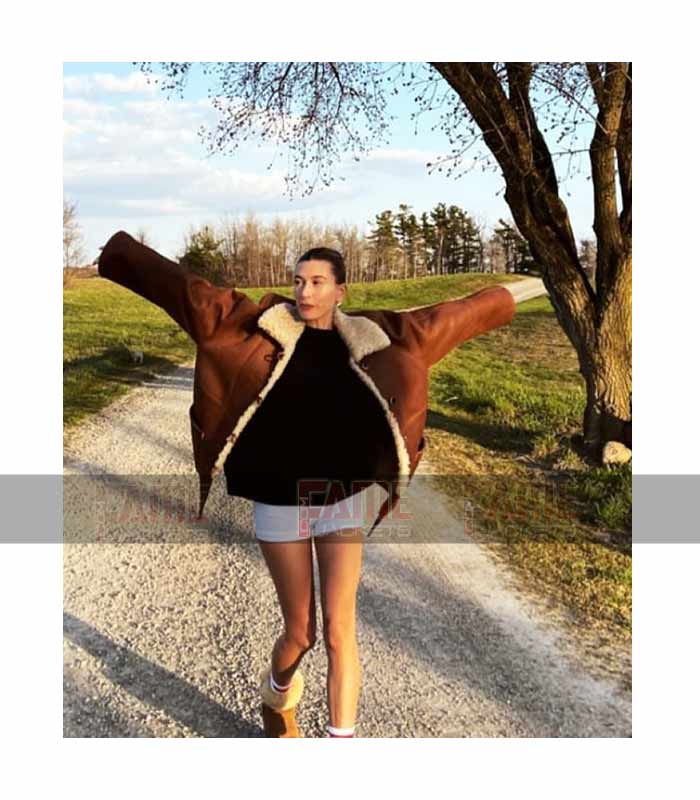 Hailey Rhode Shearling Leather Women Winter Coat