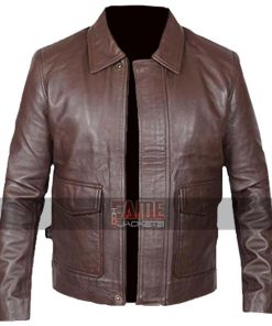 Alternative view of Men's Brown Vintage Genuine Leather Jacket- Indiana Jones