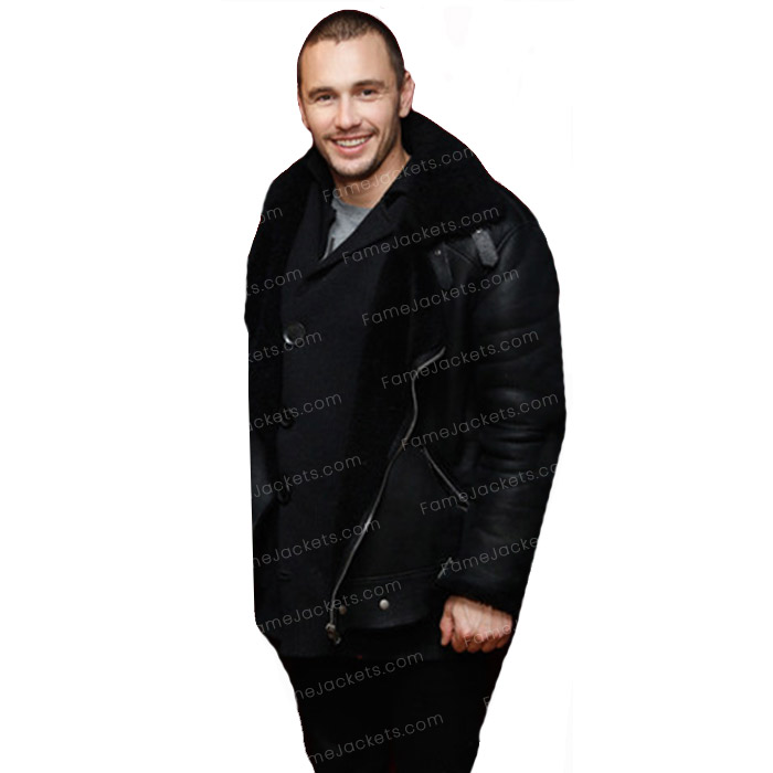 James Franco Fur B3 Black Men Winter  Leather Jacket