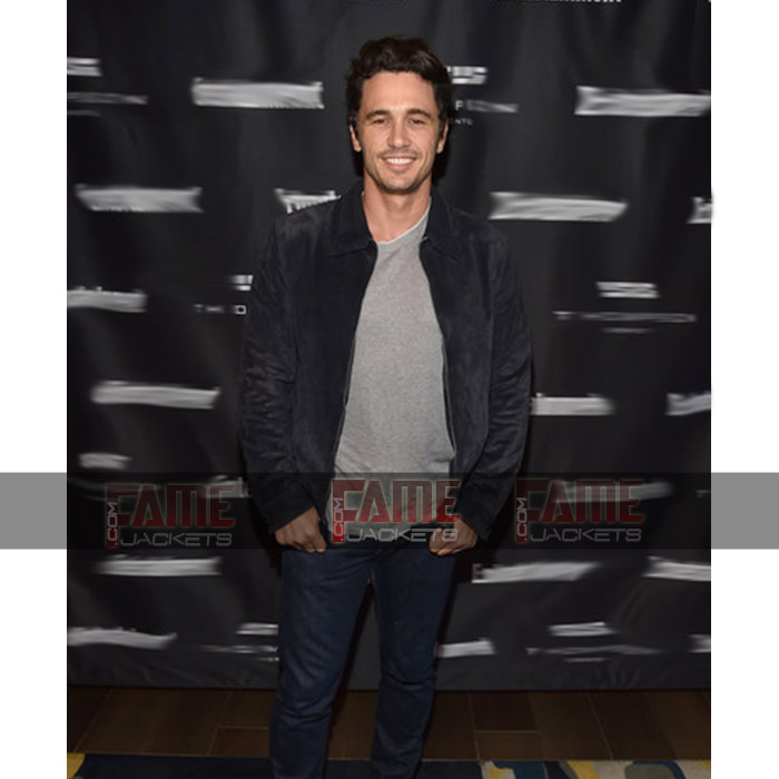 James Franco Mens Real Black Suede Leather Jacket