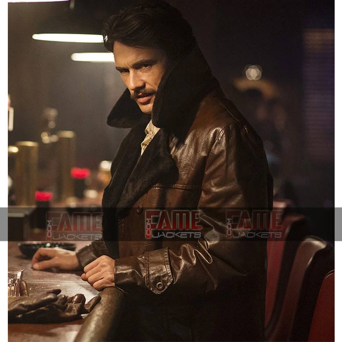 The Deuce James Franco Men Shearling Winter Leather Coat
